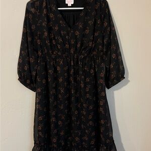 Isabel Maternity Black Floral Long Sleeve Dress